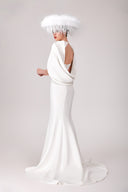 Angel Crystal Embellished Draped Back Evening Gown for women, from DANG PHONG DESIGNER, The Viet Concept