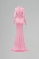 Pastel Pink High Neck Mermaid Evening Gown With Twisted Waist Elegance for women, from IHF ATELIER, The Viet Concept 