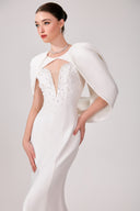 Angel Crystal Embellished Draped Back Evening Gown for women, from DANG PHONG DESIGNER, The Viet Concept