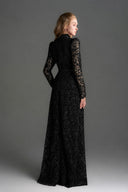IHF STUDIO • Vine Crystal-Embellished Floral Lace Heart-Cutout Maxi Dress