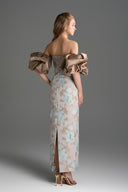 IHF STUDIO • Floral Brocade Silk Taffeta Midi Column Dress
