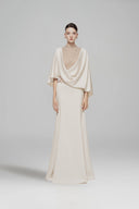 L'ALLÉE • Floral Accent Draped Mermaid Gown