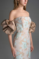 IHF STUDIO • Floral Brocade Silk Taffeta Midi Column Dress