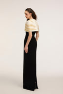 21SIX • Naomi Crepe & Silk Taffeta Embellished Cape Gown