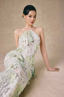 Water Lily 3D Floral Sequined Fishtail Maxi Dress for women, from VONTIER DE MONTIER, The Viet Concept
