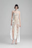 Cream Strapless Color-Blocked Mesh Bodycon Dress for women, from Must Have, The Viet Concept 