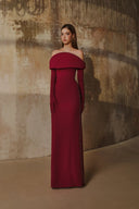 L' SCARLETT • Crystal 3D Sculpted Off-Shoulder Maxi