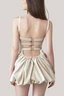 Beige Dolcetti Mini Dress for women, from La Vierge, The Viet Concept 