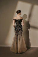 ARTI APPAREL • Celeste Embellished Lace Tulle Floor-Length Dress