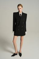 Noir Crystal Embellished Oversized Twill Blazer for women, from IHF STUDIO, from The Viet Concept 