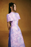 Tu Ky Scenic Landmark Printed Taffeta Halter Ao Dai for women, from KEIRA TONG, The Viet Concept 