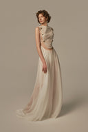 Songe Ivory Voile Lace Evening Gown for women, from POEM, The Viet Concept