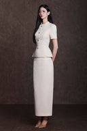 SANT SOUCI • Aube Luxury Brocade High-Waisted Midi Pencil Skirt