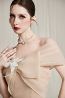 CALISTA • Helika Cream Organza Off Shoulder Dress