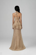 Fleur Halter Neck Top & Peplum Skirt Set for women, from Guyehi Studio, The Viet Concept 