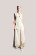 Yen Layered High Neck Floss Silk Ankle Length Dress for women, from TINH, The Viet Concept 