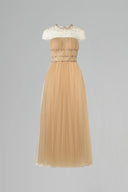 Isolde Crystal Draped Tulle Midi Dress for women, from CALISTA, The Viet Concept