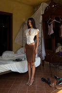 Freya Ivory Jacquard Corset Chiffon Top for women, from HUELLEY HUELLEY, The Viet Concept