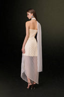 Jessie Asymmetric Mesh Overlay Gown for women, from JOSEPHINE, The Viet Concept 
