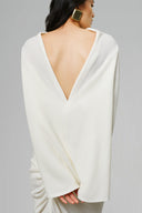 White Double Jersey Cape-Back Column Dress for women, from LECIA, The Viet Concept 