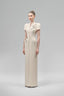 Cream Eirlys Sheath Puffy Sleeved Crepe Floor Length Dress for women, from Maison Des Copains, The Viet Concept 
