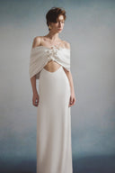 Faded Off-Shoulder Embellished Satin Maxi Dress for women, from HA THANH VIET, The Viet Concept 