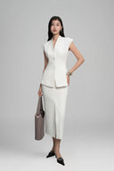 White Diane Collarless Jacket for women, from HOBB, The Viet Concept 