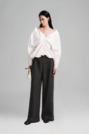 White Draped Balloon Blouse for women, from Lecia, The Viet Concept 