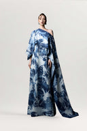 GVLUX • Élan Asymétrique Cape A-Line Denim Gown