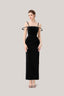 Black Mystic Sheath Square Neck Velvet Ankle Length Dress for women, from Calista, The Viet Concept 