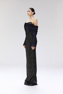 Cosmogyral Sequin Lace Off-Shoulder Floor-Length Gown for women, from SORAMAME, The Viet Concept