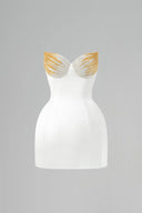 Celestia Ivory Satin Silk Lotus Bustier Mini Dress for women, from IHF STUDIO, The Viet Concept