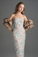 IHF STUDIO • Floral Brocade Silk Taffeta Midi Column Dress