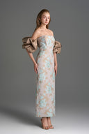 IHF STUDIO • Floral Brocade Silk Taffeta Midi Column Dress