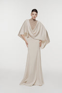 L'ALLÉE • Floral Accent Draped Mermaid Gown