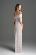 IHF STUDIO • Architectural Lace Off-Shoulder Crystal Dress