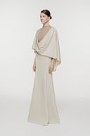 L'ALLÉE • Floral Accent Draped Mermaid Gown