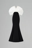 Black & White Mermaid Evening Gown Bow Draped Bodice Luxury Dress for women, from IHF ATELIER, The Viet Concept