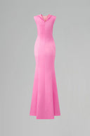 Mermaid Pink Crystal Bertha Collar Shimmer Silk Evening Gown Luxury for women, from IHF ATELIER, The Viet Concept