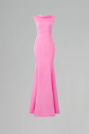 Mermaid Pink Crystal Bertha Collar Shimmer Silk Evening Gown Luxury for women, from IHF ATELIER, The Viet Concept