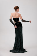 Kim Crystal Bow Velvet Evening Gown for women, from DANG PHONG DESIGNER, The Viet Concept