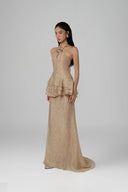 Fleur Halter Neck Top & Peplum Skirt Set for women, from Guyehi Studio, The Viet Concept 