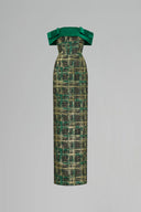 Off-Shoulder Metallic Jacquard Column Gown with Symmetric Bows for women, from IHF ATELIER, The Viet Concept 