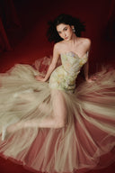 Lorean Floral Embellished Strapless Mermaid Tulle Gown for women, from JOSEPHINE, The Viet Concept