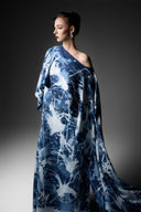 GVLUX • Élan Asymétrique Cape A-Line Denim Gown