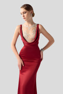 Céleste Handcrafted Draped Silk Lace Evening Gown for women, from DANG PHONG DESIGNER, The Viet Concept