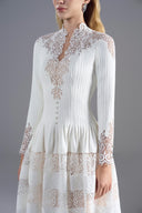 ROSEE de MATIN • Long Sleeve White Midi Lace Dress