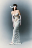 HA THANH VIET • Sterling Sculpted Corset Draped Maxi Dress