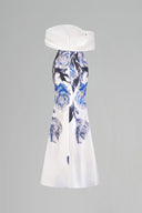 MARGÉE ATELIER • Vaelis Couture Off-Shoulder Painterly Print Taffeta Evening Gown