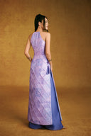 Tu Ky Scenic Landmark Printed Taffeta Halter Ao Dai for women, from KEIRA TONG, The Viet Concept 